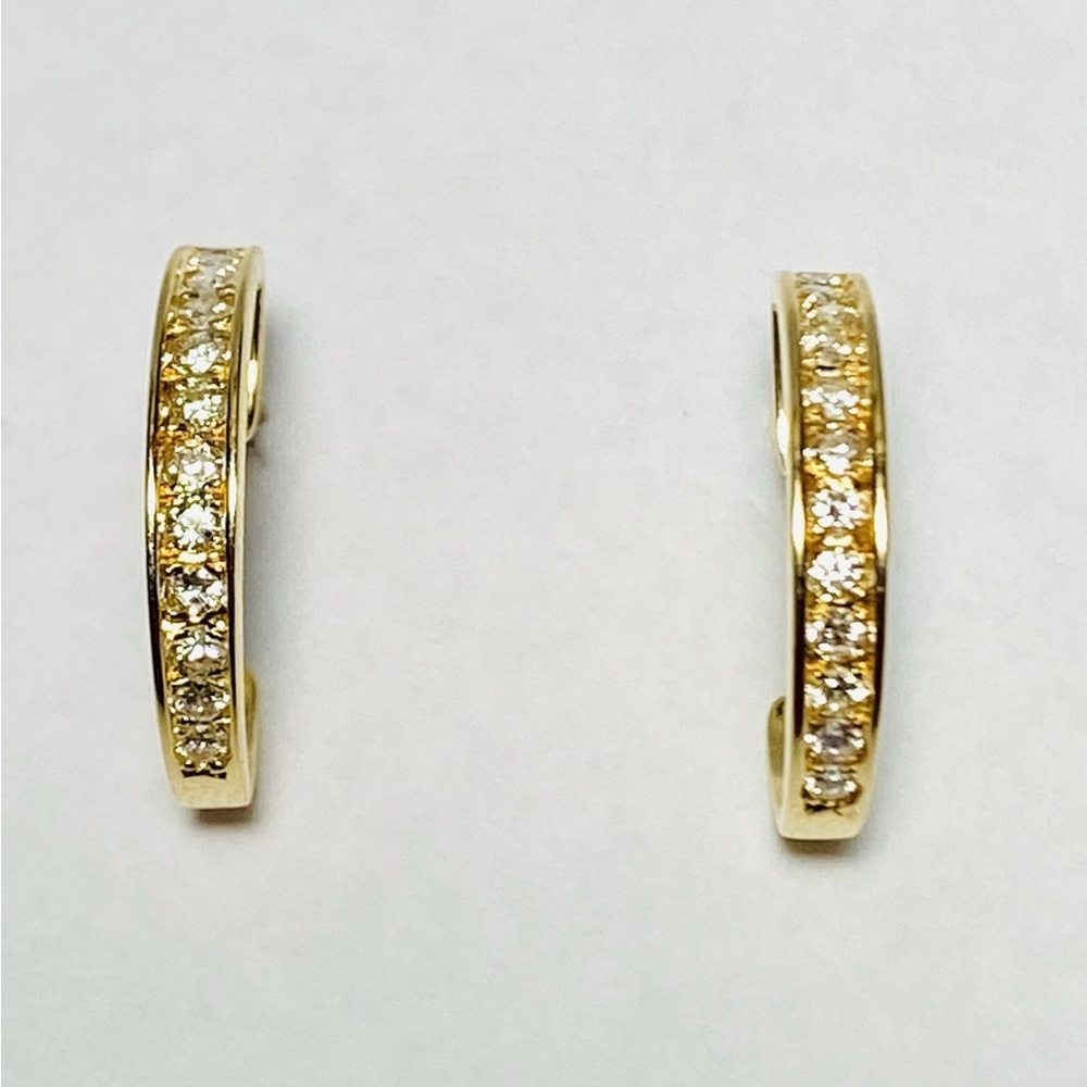 Japan 14k Gold Channel-Set Diamond Huggie Earrings